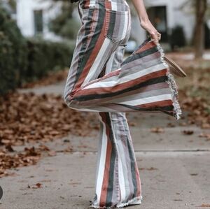 Altar'd State Striped Flare Pants - Multicolor